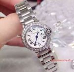 Replica Cartier Ballon Bleu De Cartier SS White Face Diamond Bezel 24mm Watch